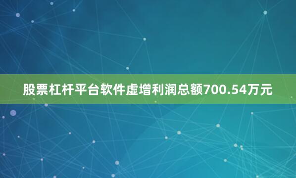 股票杠杆平台软件虚增利润总额700.54万元